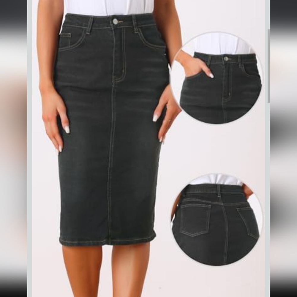 Allegra K Dark Denim Skirt. womens medium. EUC